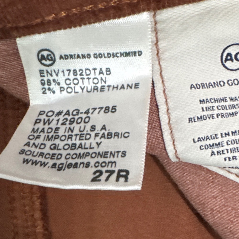 AG Adriano Goldschmied The Isabelle Button-Up Brown Corduroy Straight Crop 27R - Picture 5 of 10